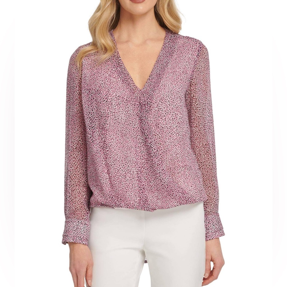 DKNY Faux Wrap Blouse Size XL